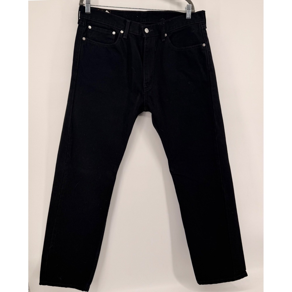 Levis Jeans Mens 36x32 Black 505 Regular Fit Straight Leg Denim broken Belt loop
